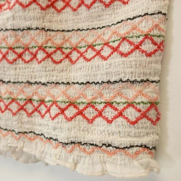 AE AMERICAN EAGLE OUTFITTERS Ivory White Crop Top MEDIUM Halter Smocked - Picture 5 of 9